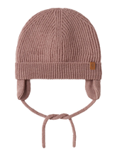 Lil’ Atelier Knit Hat - Nanson -Rosa/bindebånd